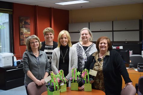 office workers ms. Pat Wall, Ms. Shannon DeWitz, Ms. Cheryl Summer, Ms. Barb Bergwall, and Ms. Jan Thurber