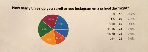 Pie Chart describing what proportion of students scroll or use Instagram