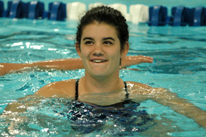 Captain Megan Price swims in the pool during Chuck-a-duck