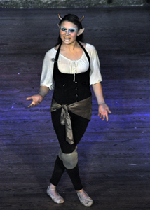Puck (Jaylin Evert) preforms a monologue during Sundays performance of A Midsummer Nights Dream. 