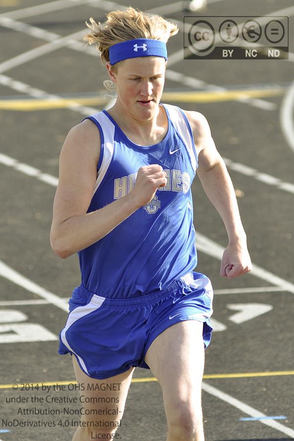 Luke Owens sprints in the last stretch of the 400 meter dash, in which he placed 6th