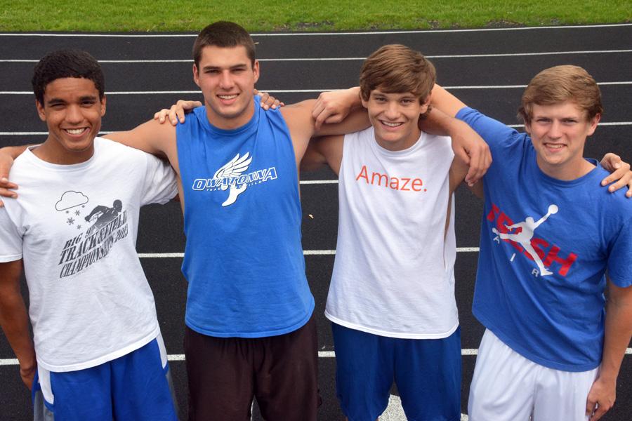 Boys track and field state qualifiers: seniors Andrew Stelter and Logan Langeland and juniors Zae Lafaive and Matthew Kingland 