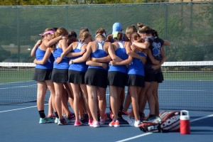 The team huddle before the matches start.