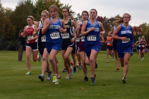 Owatonna Girls Cross Country running in their meet