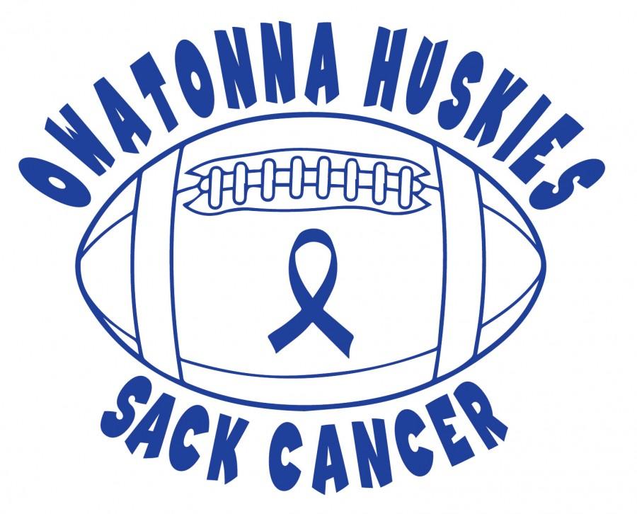 This is the official logo for Owatonna Huskies Sack Cancer.  Shirts can be purchased in the career center