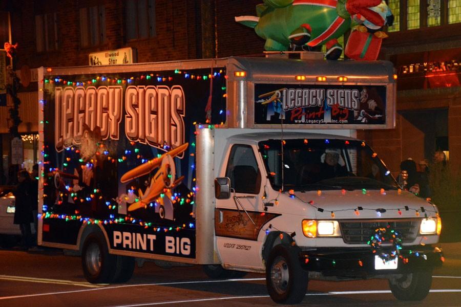 Legacy Signs truck covered in lights 