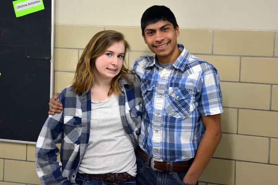 Junior Bekah Bendorf and Carlos Beascochea wearing western style clothing for western day