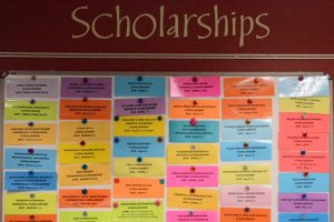 Active scholarships posted on the board in the career center