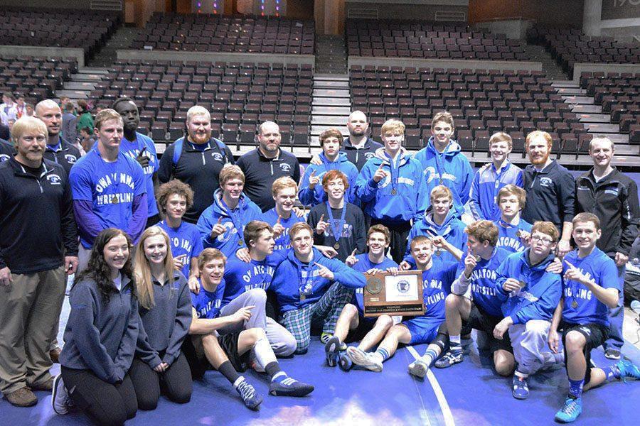 The Owatonna huskies after receiving the first place award of section one AAA