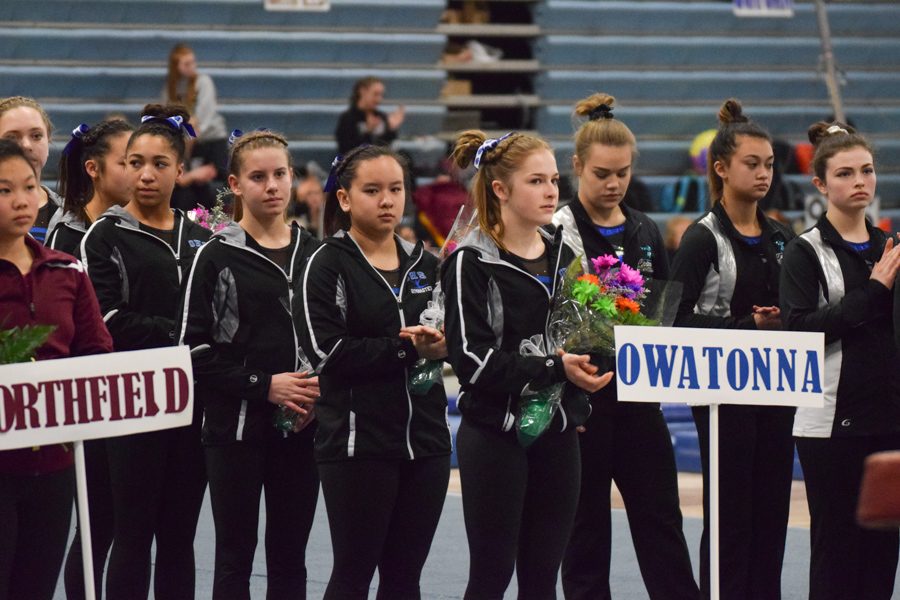 OHS Gymnastics lined up during the parade of champions