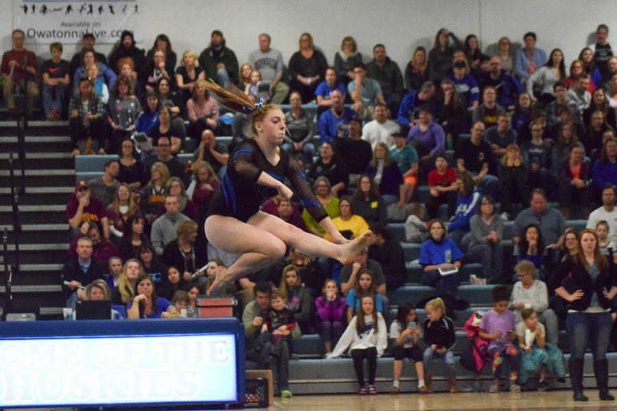 Grace Pick leaps during her floor routine