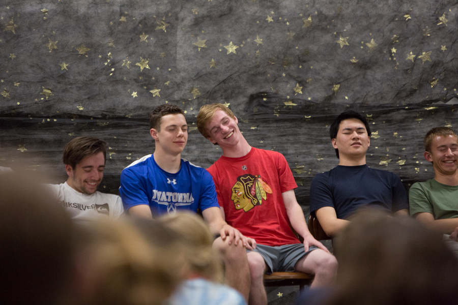  Juniors Spencer Glynn and Alex Raichle laugh to someone forgetting their last name