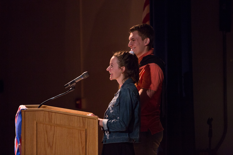 Master of ceremonies Ethan Dekam and Tori Urch