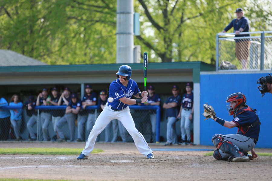 Ben Staska takes a pitch during his at bat