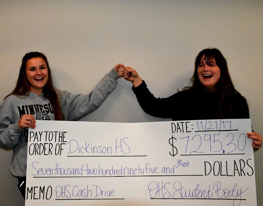 Cash Drive feature photo. Lauren Arthur (senior) and Cameron Bartz (sophomore)