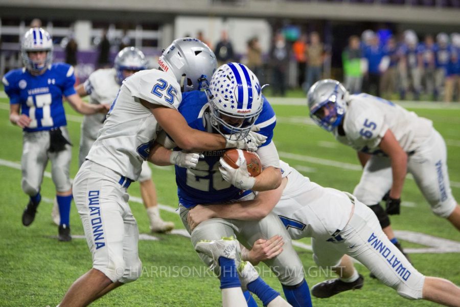 Cole Rocha tackles the Brainerd running back
