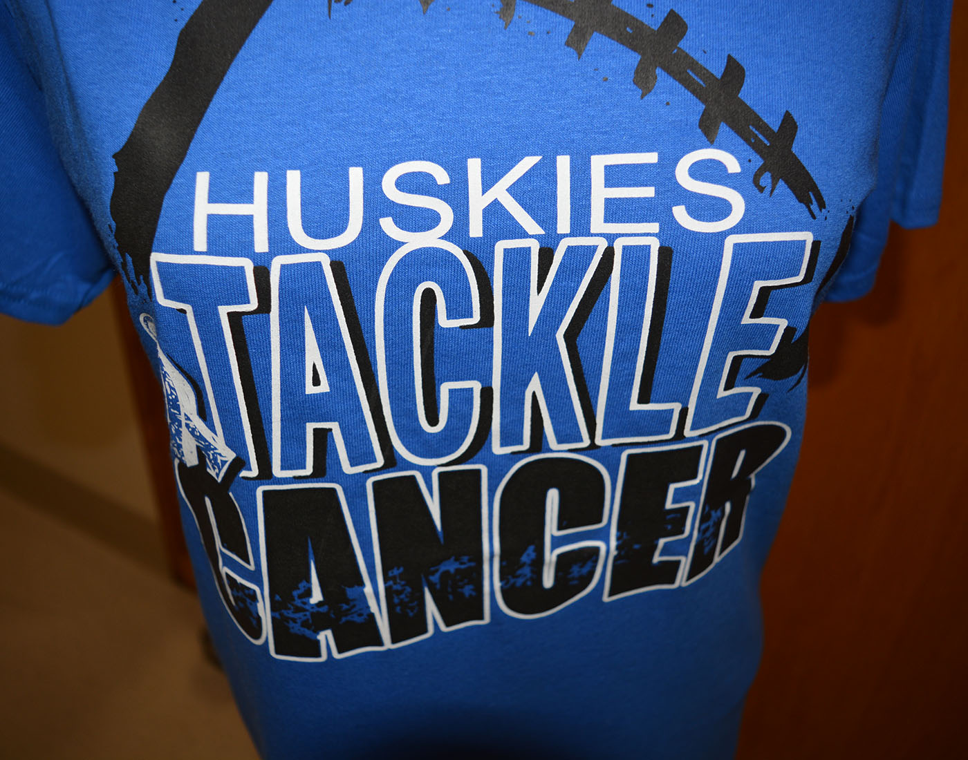 This year's design for the tackle cancer t-shirt. T-shirts can be ordered in the career center or at the Hat Chic Clothing Co. Cost is $10
