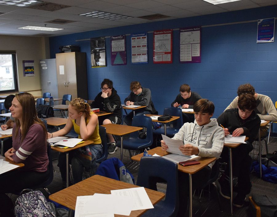 The math league team practicing in Mr. Bensons room before the next meet