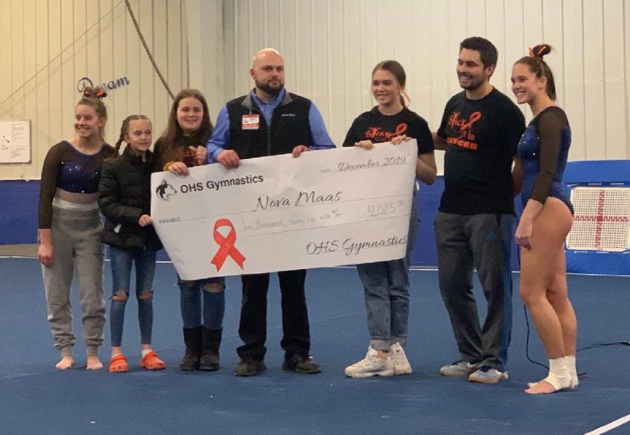 Girls gymnastics team raised $2,025 for the Maas family during Stick it to Cancer event 