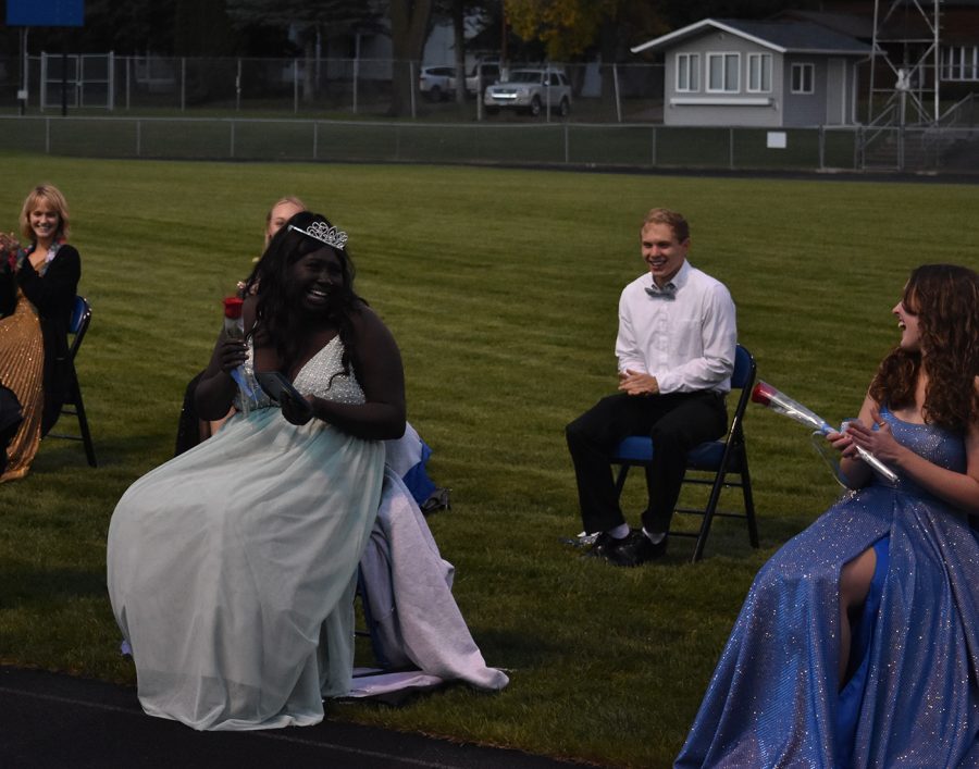 Senior Wilo Omot celebrates after being crowned homecoming queen