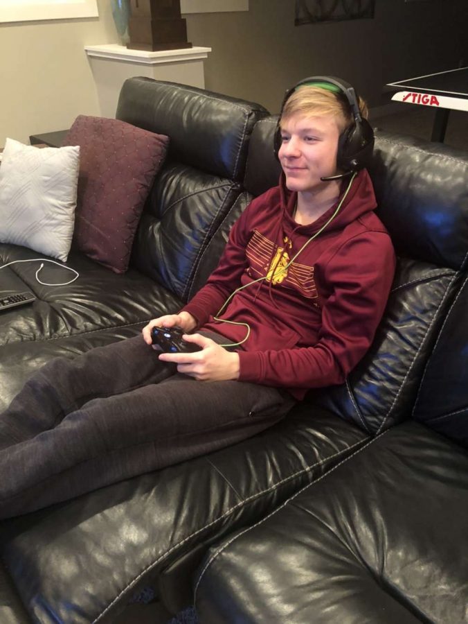 Connor Whalen playing video games online, with his friends has become a common past time during COVID-19