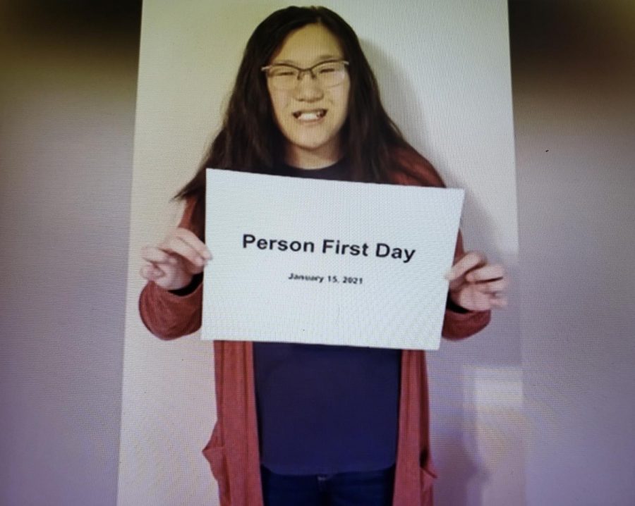 OHS junior Annie Thurnau in a video posted to Facebook on Jan. 15 to advocate for Person First Day