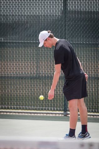 Lincoln Maher getting ready to serve