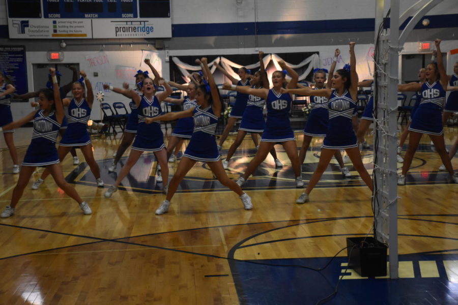 OHS Cheer perform at the Homecoming Pepfest on Oct. 1