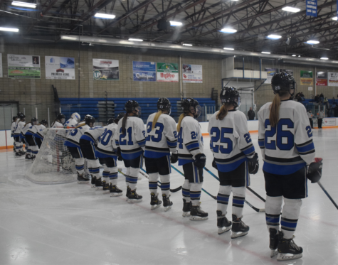 Owatonna Girls hockey lines up before a big game. Their next game is Friday Dec. 17 vs. Albert Lea Tigers at home.