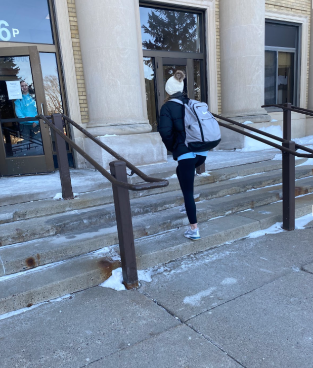 OHS student walking in to school during a -21°F windchill on Feb. 3