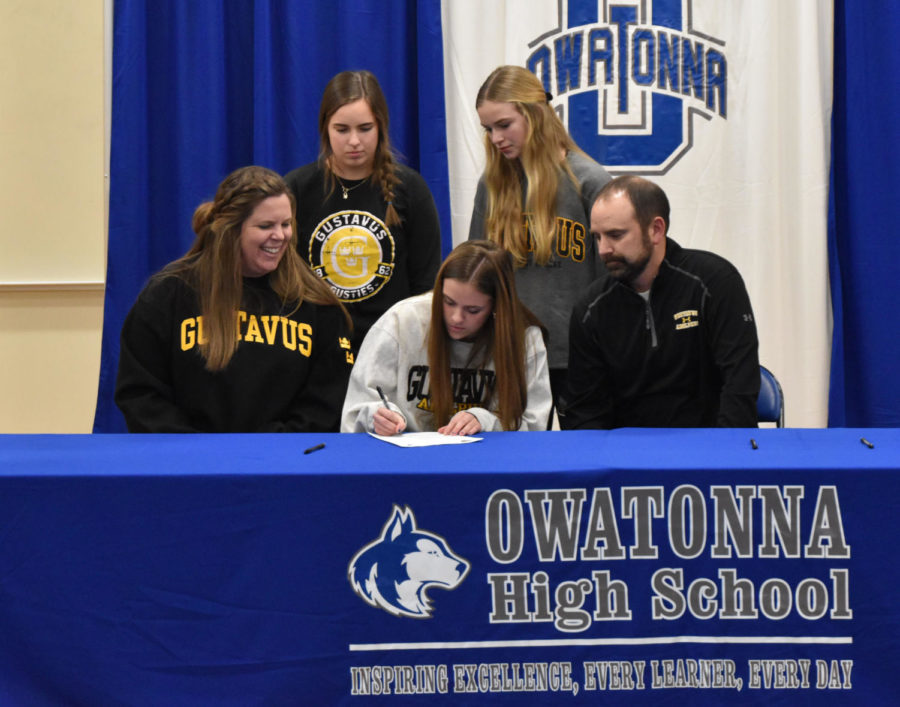 Taylor Schlauderaff signing to continue her soccer career at Gustavus Adolphus College.