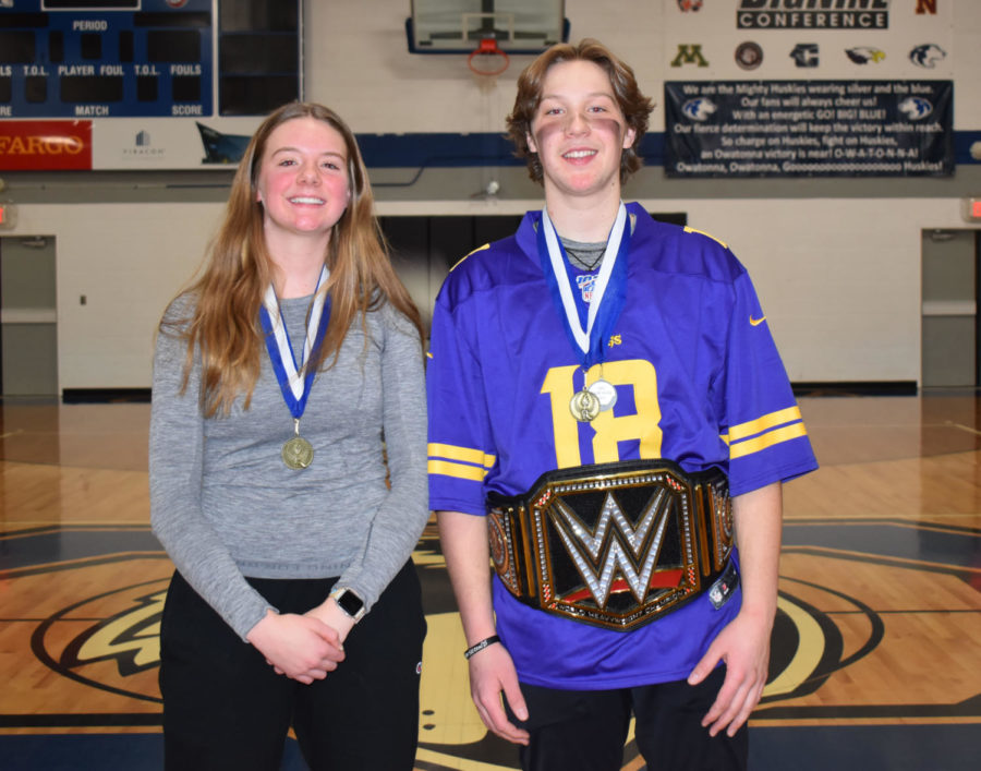 Snow King Sam Pfieffer and Snow Queen Audrey Simon after getting their medals.  