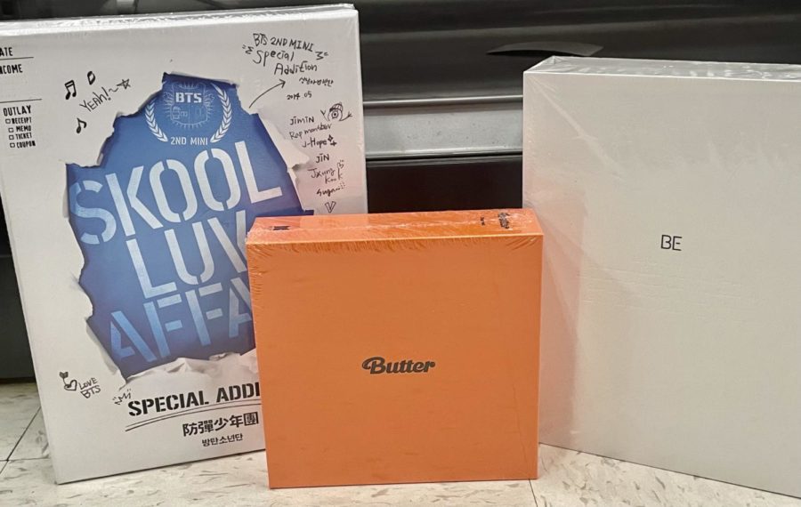 Popular Kpop albums (left to right) Skool Luv Affair, Butter and Be by BTS.