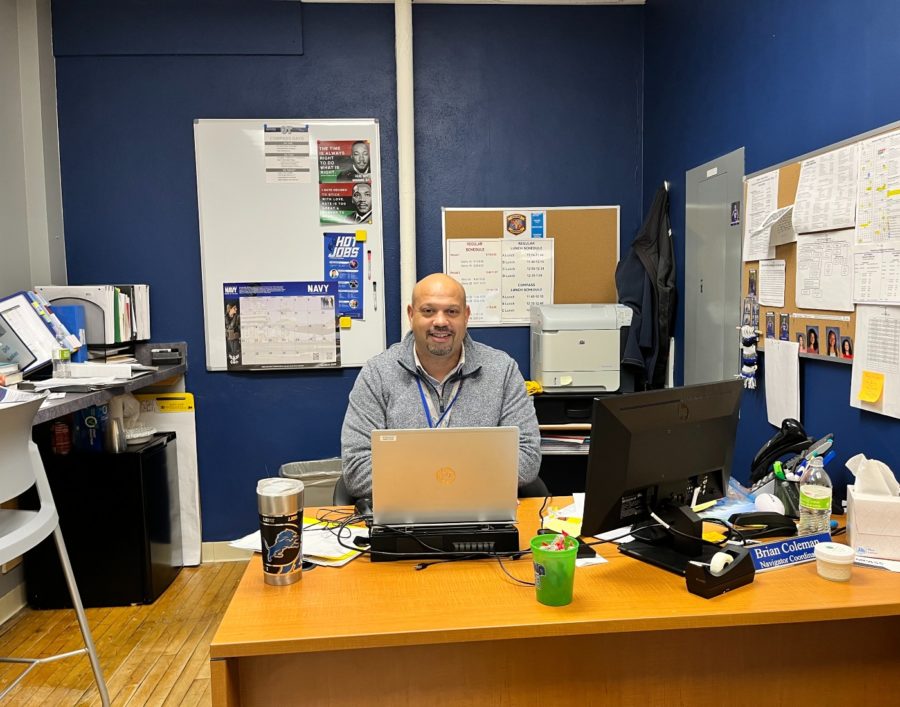 Mr. Coleman pictured in his office ready for the new school week. 