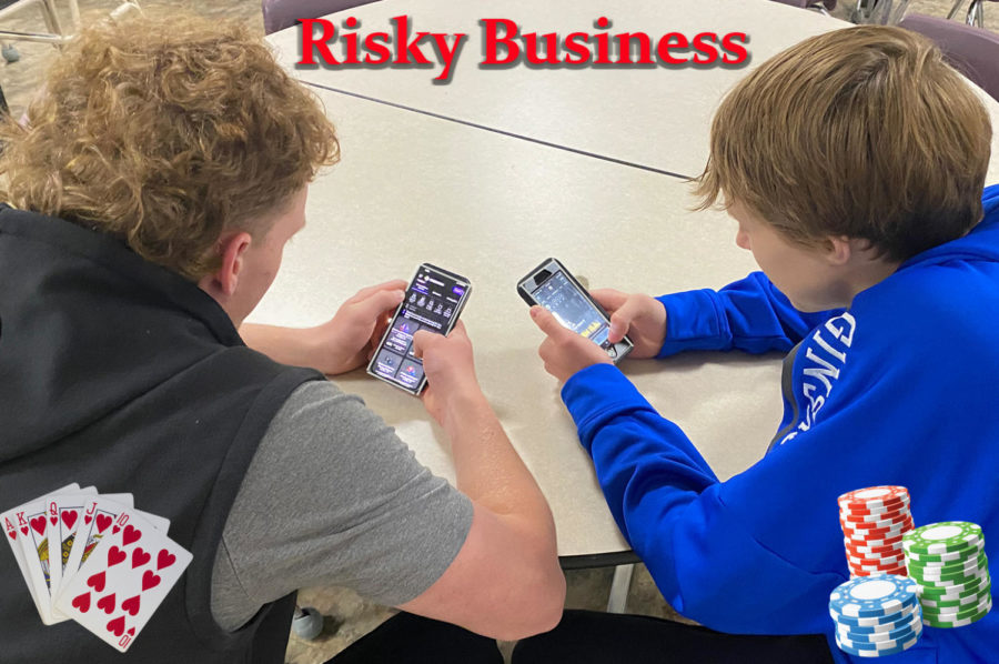Seniors+Connor+Ginskey+and+Caleb+Vereide+discuss+player+props+on+sports+betting+apps.+According+to+the+survey%2C+sports+betting+is+the+most+popular+form+of+gambling+at+OHS.