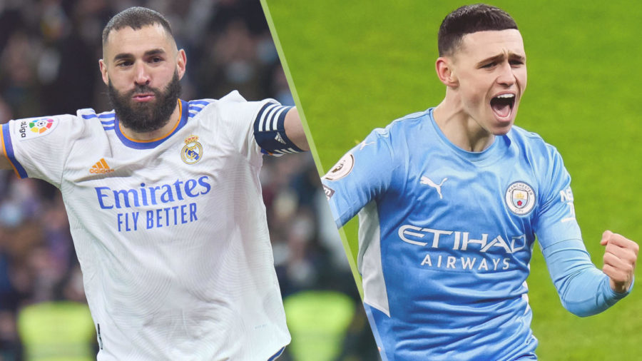 Real Madrids Karim Benzema and Manchester Citys Phil Foden face off in the Champions League.