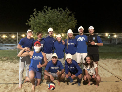 The champions of the Homecoming sand volleyball competition is the Smurf team.