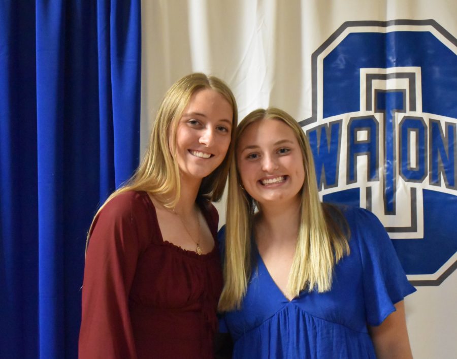 Seniors Macy Stanton and Kate Havelka after being inducted into NHS.