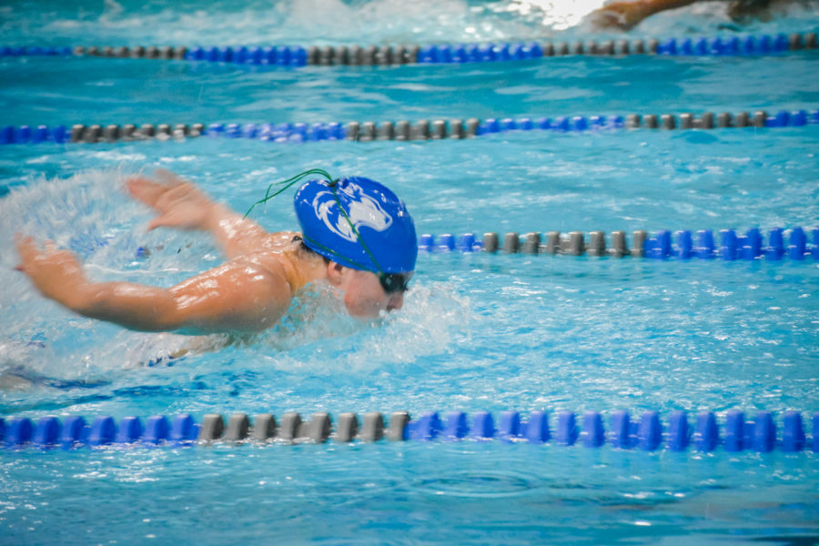 Owatonna Swimmer flying down her lane in the OMS pool.