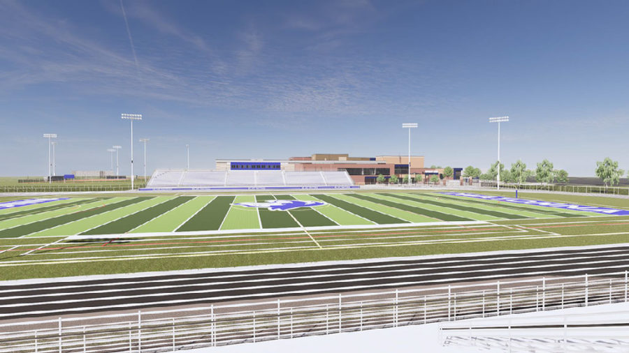 Render for turf field at new high school.