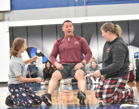 Mr. Eggermont in shock after getting both legs waxed for the OHS Cash Drive .