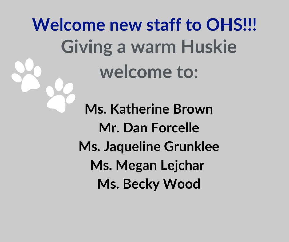 This is a three part series welcoming new staff to OHS. 