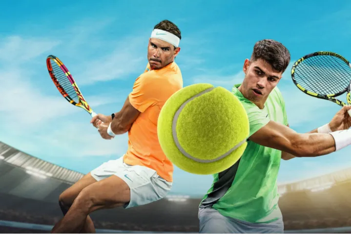 Alcaraz and Nadal go head to head in The Netflix Slam.
Source: Netflix