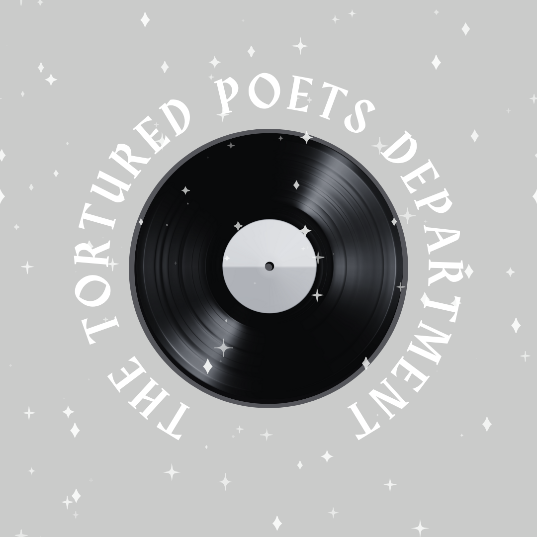 Canva graphic displaying a vinyl record titled The Tortured Poets Department.