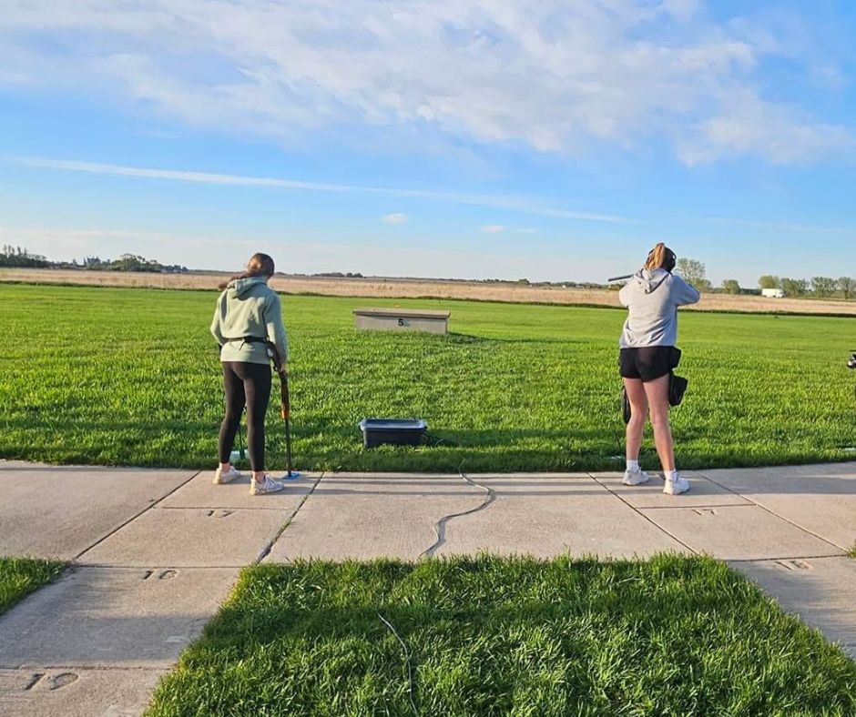 Athletes competing for their weekly scoring for clay target. (Owatonna Clay Target Team)