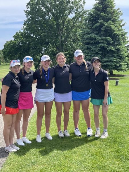 Owatonna Girls Golf team poses for a picture after placing third in section 1AAA.
