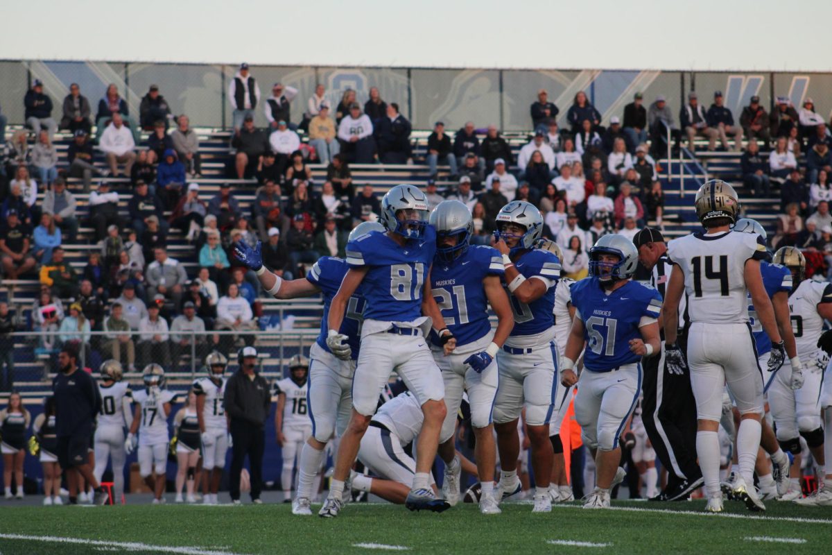 Senior Zach Haarstad celebrates after a huge 3rd down stop.