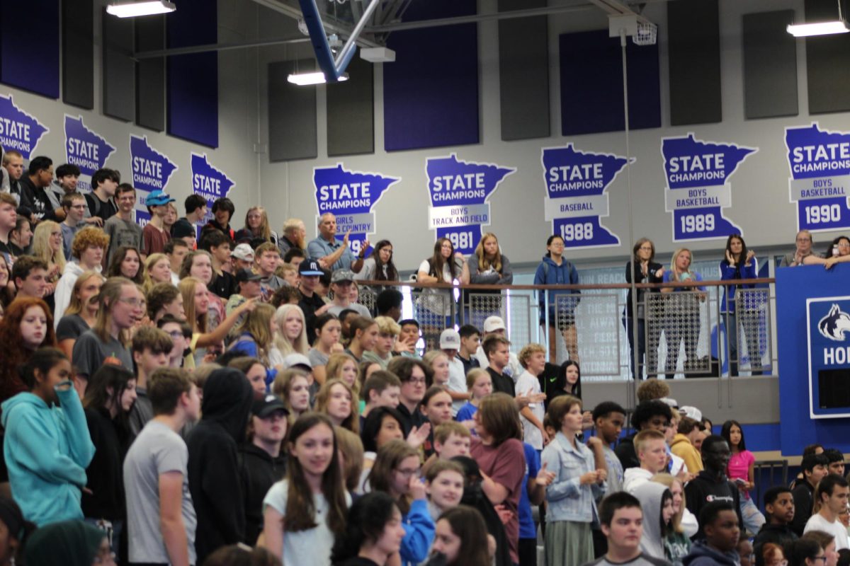 Freshmen getting wicked at their first Pep fest.
