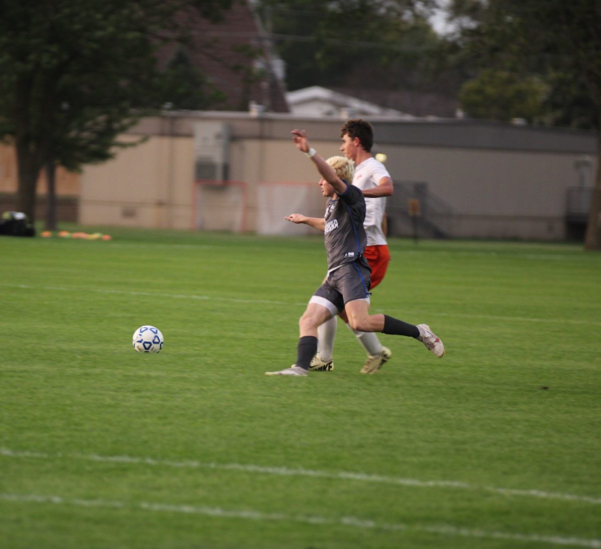 Sophomore Jack Hawkins battles for the ball.