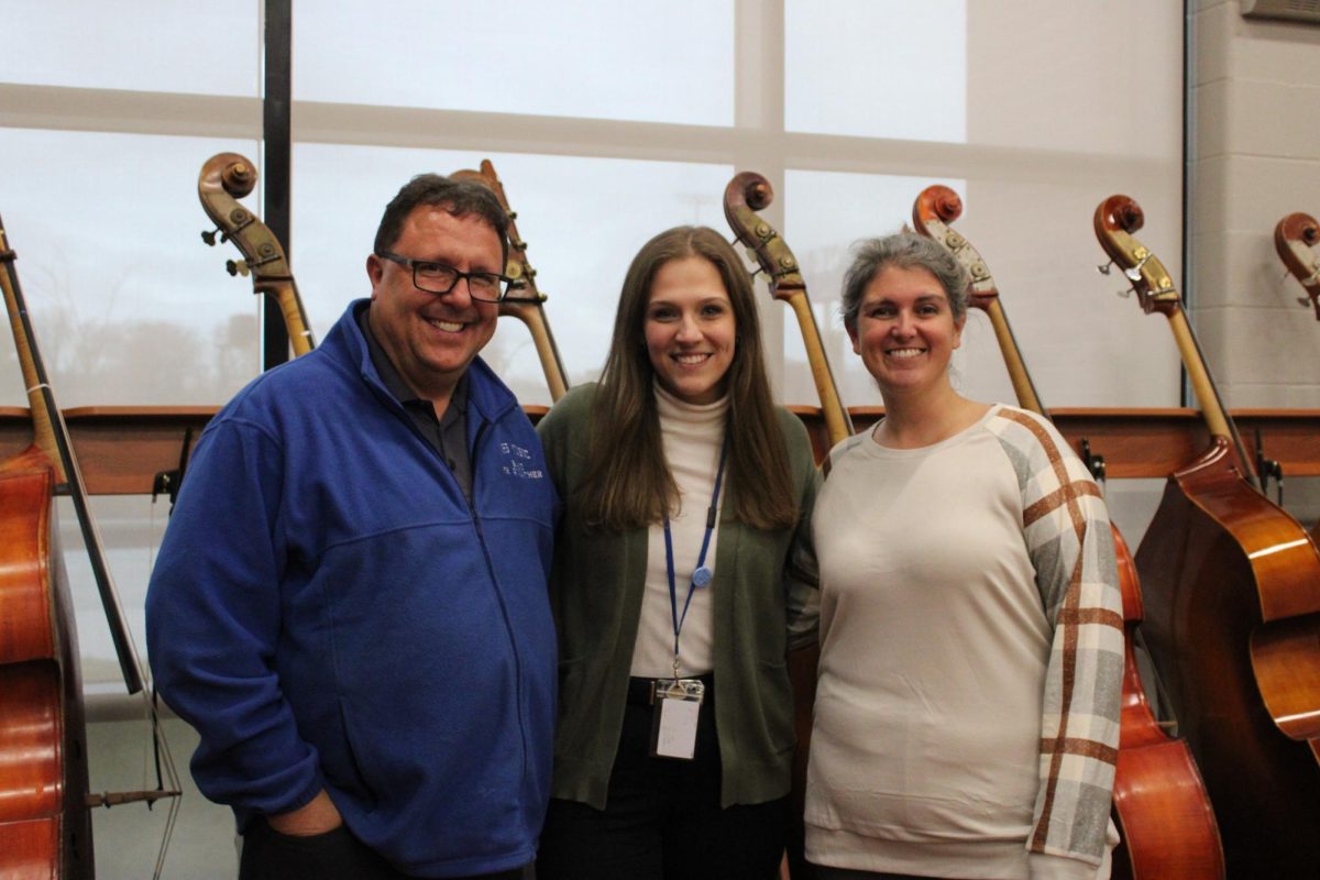 Music directors Mr. Guenther (left), Ms. Asmus (middle) and Mrs. Justice (right) ready for the upcoming concerts.